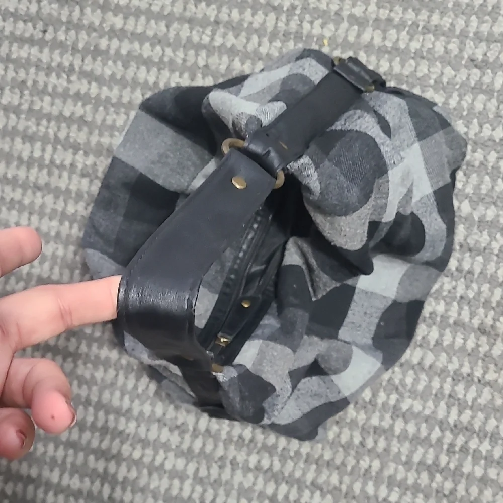 Plaid Black‎ and Gray Women's Hobo Bag